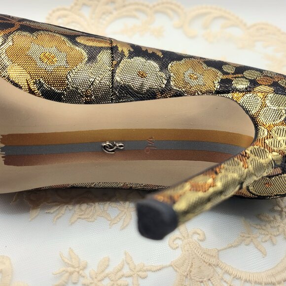 Sassy 9.5M Sam Edelman Hazel Bronze Metallic Stiletto HIgh Heels - Picture 5 of 6